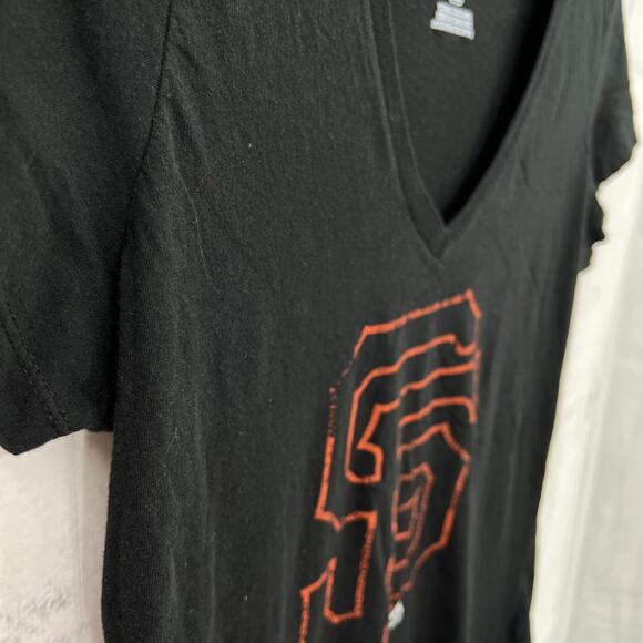 Majestic LARGE Black Giants Baseball MLB Fitted Tee Shirt T-Shirt Short Sleeve - Picture 4 of 9